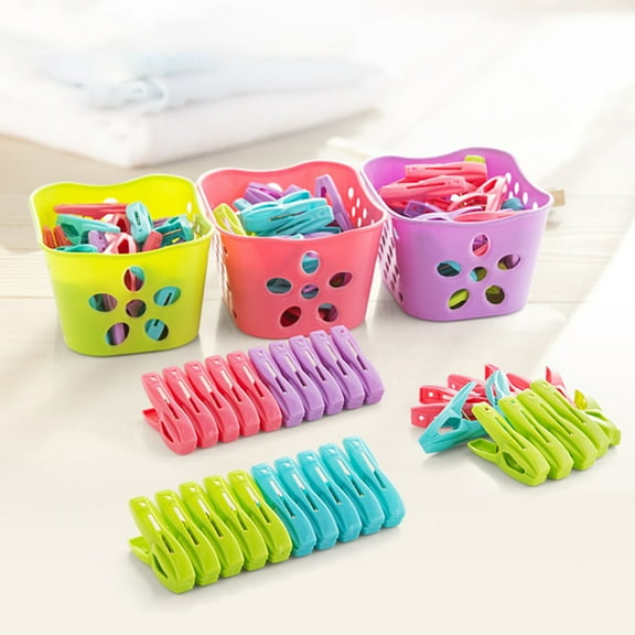 Windfall Plastic Finger Clips for Slim-line Clothes Hangers Set of 30 Hanger Clips Plastic Basket Drying Clothes Clips Socks Pants Shirt Pegs