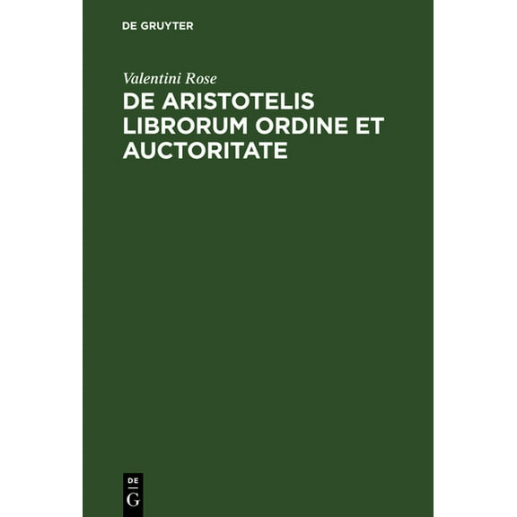 De Aristotelis librorum ordine et auctoritate (Hardcover)
