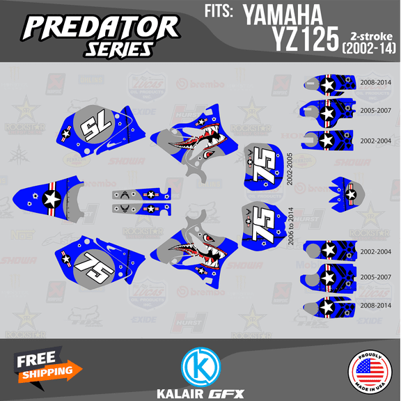 Kalair GFX Graphics Kit for Yamaha YZ125 (2008-2014) Predator Series