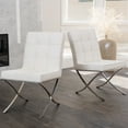 thumbnail image 1 of Harper White Leather Dining Chairs (Set of 2), 1 of 7