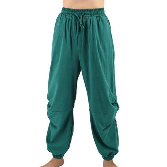 Patlollav Mens Cotton Trousers Elastic Waist Drawcord Casual Pants Harlan Trousers Pants