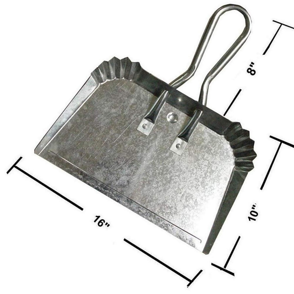 Jumbo Heavy Duty Metal Dust Pan Extra Wide Area Cuts Zinc Plated