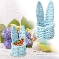 thumbnail image 2 of CoreLiving Easter Bunny Basket Flower Girl Ear Bucket Plush Rabbit Handle Soft Lined Interior Basket for Egg Hunt Spring Party Favor Gift Giving Blue, 2 of 9