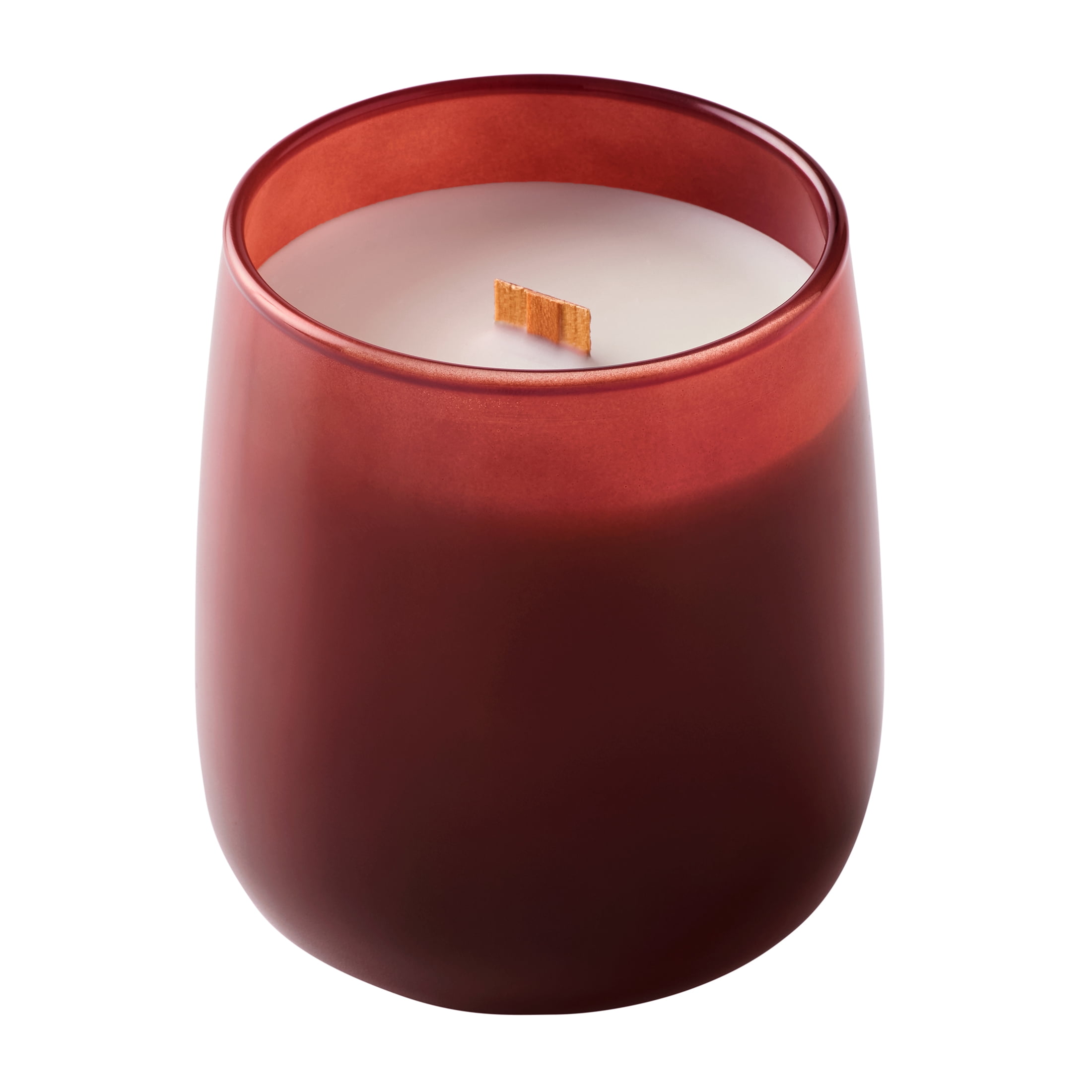 Better Homes & Gardens Red Lava Citrus Scented Wooden 1-Wick Glass Jar Candle, 14.5 oz