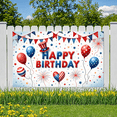 thumbnail image 4 of Yatrandify Patriotic Design Happy Birthday Banner Balloon Decoration Stars Stripes Party Backdrop for Birthday Celebration Independence Day Event Kids Party, 4 of 7