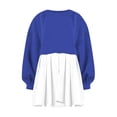 thumbnail image 3 of Womens Oversized Sweatshirt Dress Long Flowy Patchwork Pullover Tops Cute Drop Shoulder Sweatshirts Fall Long Sleeve Mini Dress Teen Girls Crewneck Solid Tunic Pleated Loose Clothing Beig, 3 of 4