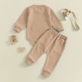 thumbnail image 4 of WUANDIXFA Aunties Bestie Baby Clothes Gender Neutral Baby Boy Girl Embroidery Waffle Sweatshirt Bodysuit Romper Pant Fall Outfit (Coffee, 12-18 Months), 4 of 4