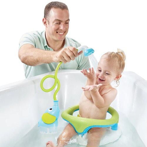 Elephant Baby Bath Toy Shower - Soothing & Gentle Stream, One-Handed Operation, Portable with Circulating Water Pump, From Birth