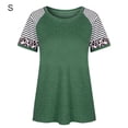 thumbnail image 1 of Camiseta de mujer con estampado de rayas, manga corta, blusa con cuello redondo, verde, S AweSitey AP001776-06, 1 of 7