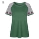 thumbnail image 1 of Camiseta de mujer con estampado de rayas, manga corta, blusa con cuello redondo, verde, S Vogacara AP001776-06, 1 of 7