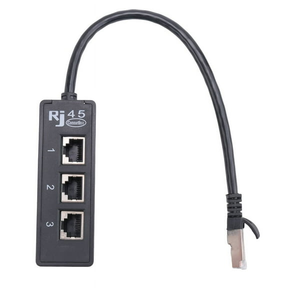 RJ45 Male to 3 RJ45 Female Port Network Extender Cable Splitter LAN Ethernet,1 x RJ45 1-to-3 Splitter,Black