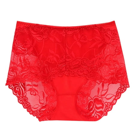 GWAABD Panty for Women Mid High Waist Lace Panties Transparent Seamless Large Size Lift Briefs