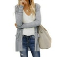 thumbnail image 2 of CEHVOM Cardigan pour Femmes Dames Uni à Manches Longues avec Poches Manteau à Boutons Vêtement d'Extérieur, 2 of 7