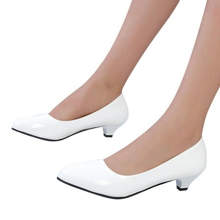 Oyedens Kitten Heels Dress Shoes for Women Ladies Formal Leather Business Low Heels Work Pump Shoes