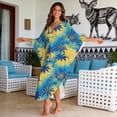 thumbnail image 3 of Xixirimido Tropical Palm Tree & Hibiscus Print Kaftan Dresses for Women Plus Size V Neck Caftans Long Batwing Sleeve Beach Cover Ups Summer Beach Dress, 3 of 7