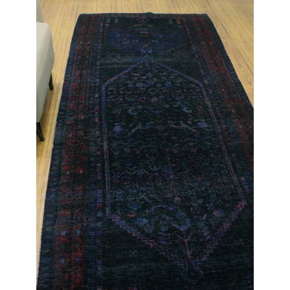 Vintage Abdul Black/Purple Runner, 4'8" x 11'9"