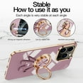 thumbnail image 5 of Feishell Slim Case for iPhone 14,Stylish Plating Cute Astronaut Portable Finger Ring Kickstand Shockproof Lightweight Flexible Silicone Magnetic Car Holder TPU Phone Case,Lightpink, 5 of 11