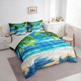 thumbnail image 2 of Castle Fairy Bright Photorealistic Palm Shore 7-Piece Twin Bedding,Tropical Island Clear Ocean Graphic Bedding Comforter Set,Sky Teal,Grey Reversible, 2 of 7