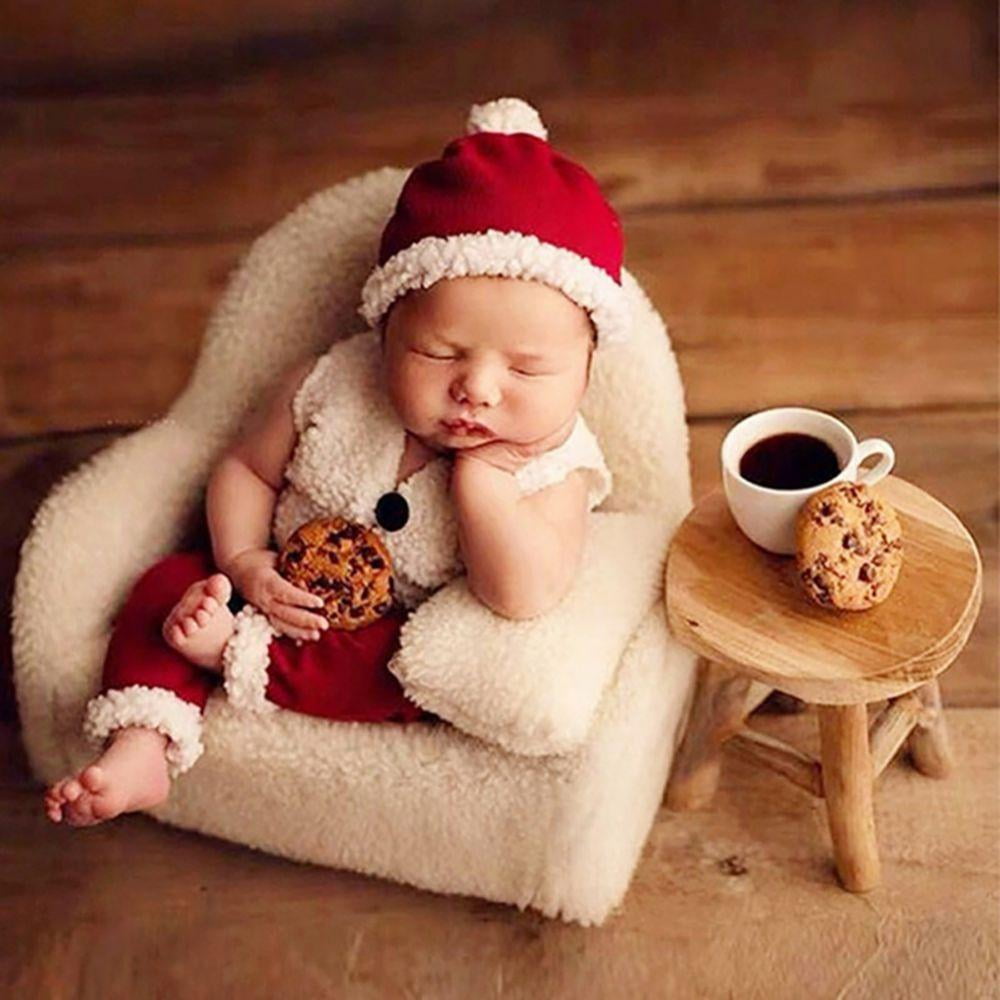 1pc Xmas Santa Boots Style Newborn Baby Photography Props with Knitted Hat Cute