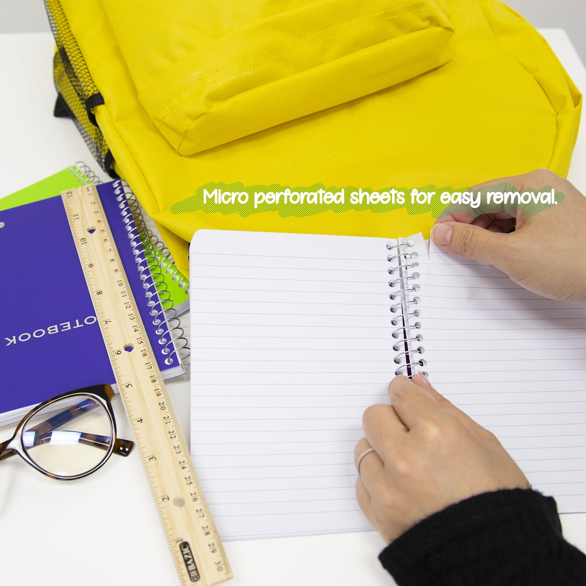 BAZIC College Ruled Poly Cover Spiral Notebook 100 Sheet 5" x 7", Assorted Color, 36-Pack