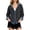 Dark Gray, variant on Womens Fall Trendy Cardigan Denim Patchwork Knit Long Sleeve Jacket Hooded Button Down Loose Outerwear