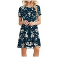 thumbnail image 2 of Xihbxyly Dresses for Women 2024 Women'S Summer Dress Sleeveless Ruffle Sleeve Round Neck Mini Dress Solid Loose Short Flowy Dress Wedding Guest Dresses for Women Blue XXL Clearance Dresses, 2 of 7