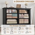 thumbnail image 2 of Solution de Rangement Spacieuse Commode à 6 Tiroirs pour Chambre – Coffre en Bois Style Ferme Moderne, Grand Organisateur Autoportant pour Garde-Robe, Chambre de Bébé, Salon, Entrée, Meuble Télé – Couleur : Noir, 2 of 7