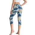 thumbnail image 2 of SCRAWLGOD Monstera Leaf Blue White Leggings for Women, High Waist Capri Yoga Leggings, Squat Proof Running Yoga Pants, Workout Running Yoga Leggings with Pockets for Women, XXL, 2 of 7
