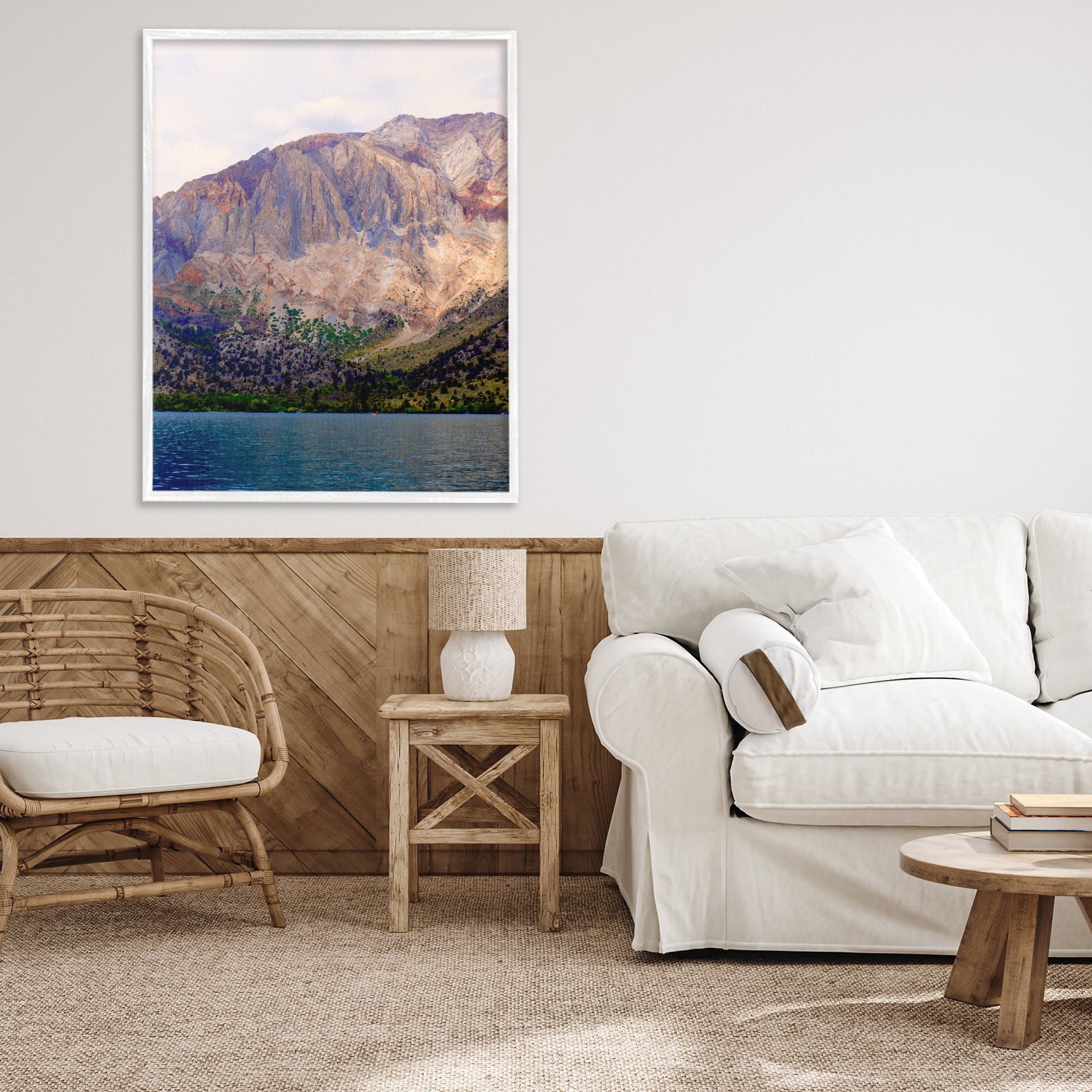 Stupell Industries Serene Lake Beneath Mountains White Framed Giclee Art, design by Gemma Bardot