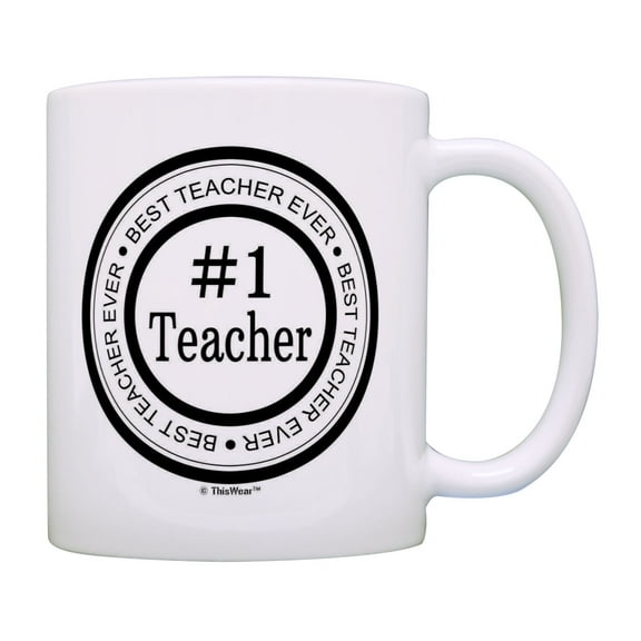 ThisWear Teacher Gifts Best Teacher Ever Coffee Mug Teaching Present #1 Teacher Coffee Mug