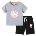 thumbnail image 3 of Hello Kitty-Camiseta de algodón con estampado de dibujos animados para niños y niñas, traje de dos piezas con pantalones de manga corta, verano, 3 of 5