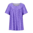 thumbnail image 6 of RKZDSR Plus Size Womens Tops Casual V Neck Boho Floral Print Short Sleeve Graphic T-Shirts Loose Fit Comfy Trendy Pullover Blouse Oversized Basic Tshirt Top Purple#Crew Neck XXL, 6 of 7
