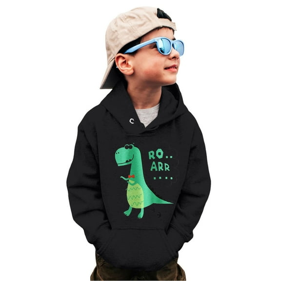 Tfken Toddler Teen boys Hoodies Size 3-4 Years Casual Long Sleeve Hooded Sweatshirt Dinosaur Print Warm Black Tops
