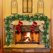 PALIFEUR 8.8ft Christmas Garland with Lights - Realistic Christmas Garland, Soft Bendable Christmas Light Garland for Mantle Fireplace Holiday Party Christmas Decorations