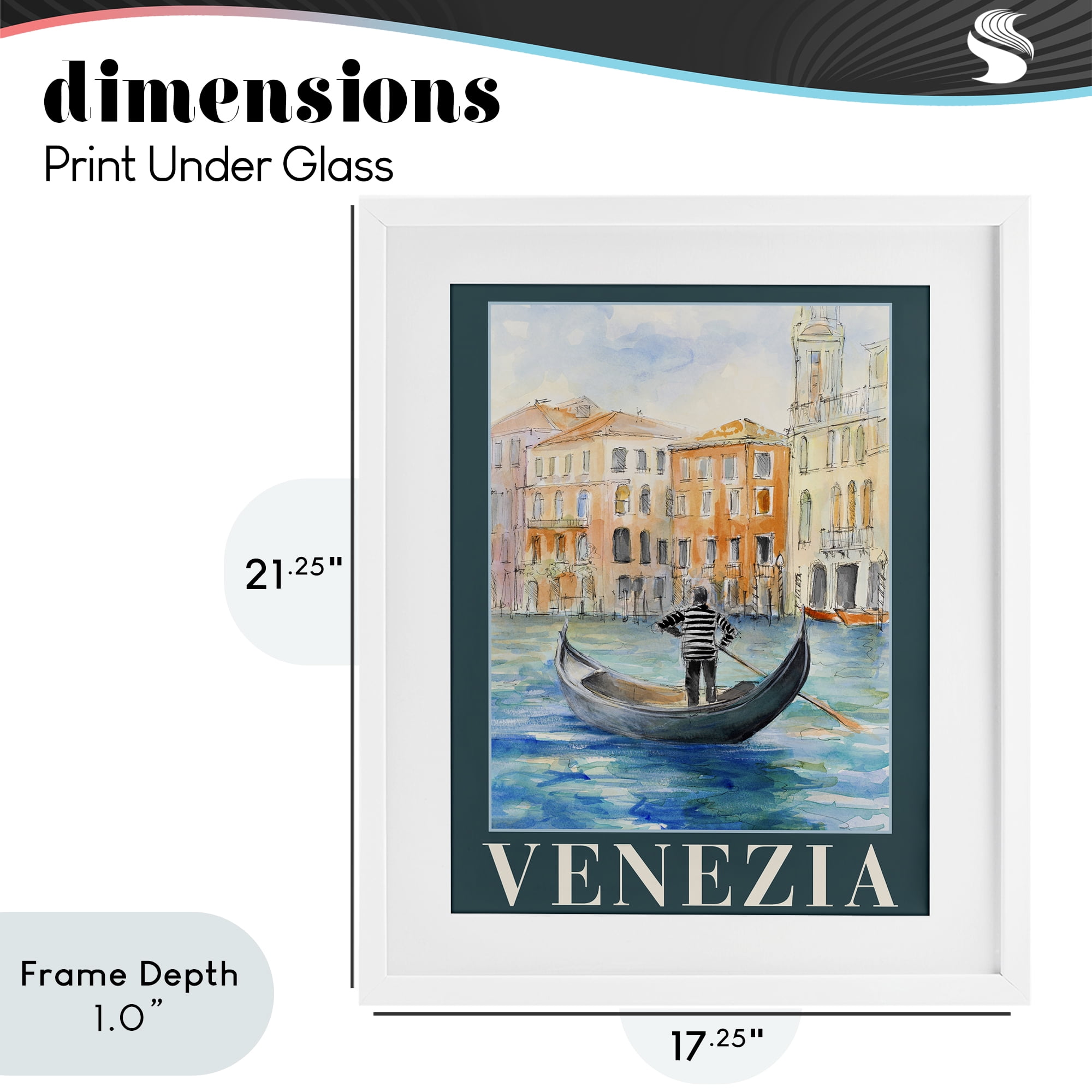 Stupell Industries Venezia Gondola View White Framed Print Under Glass, design by Lanie Loreth