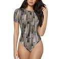 thumbnail image 2 of Picia Wooden Texture Womens One Piece Swimsuits Modest Tummy Control Bathing Suits Lace Up Slimming Swim Suit-Medium, 2 of 9