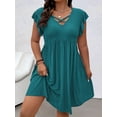 thumbnail image 6 of Cuteduck Women's summer plus-size V-neck elegant A-line dress with lotus leaf sleeves 1X-5X, 6 of 7