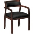 thumbnail image 2 of basyx VL850 Series Wood Guest Reception Waiting Room Chair w/Black Leather Seat/Upholstered Back, Mahogany, 2 of 2