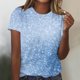 thumbnail image 2 of Tops de Algodón para Mujeres Casual Rayas Impreso Cuello Redondo, Camiseta de Manga Corta para el Hogar Y el Uso Diario, 2 of 4
