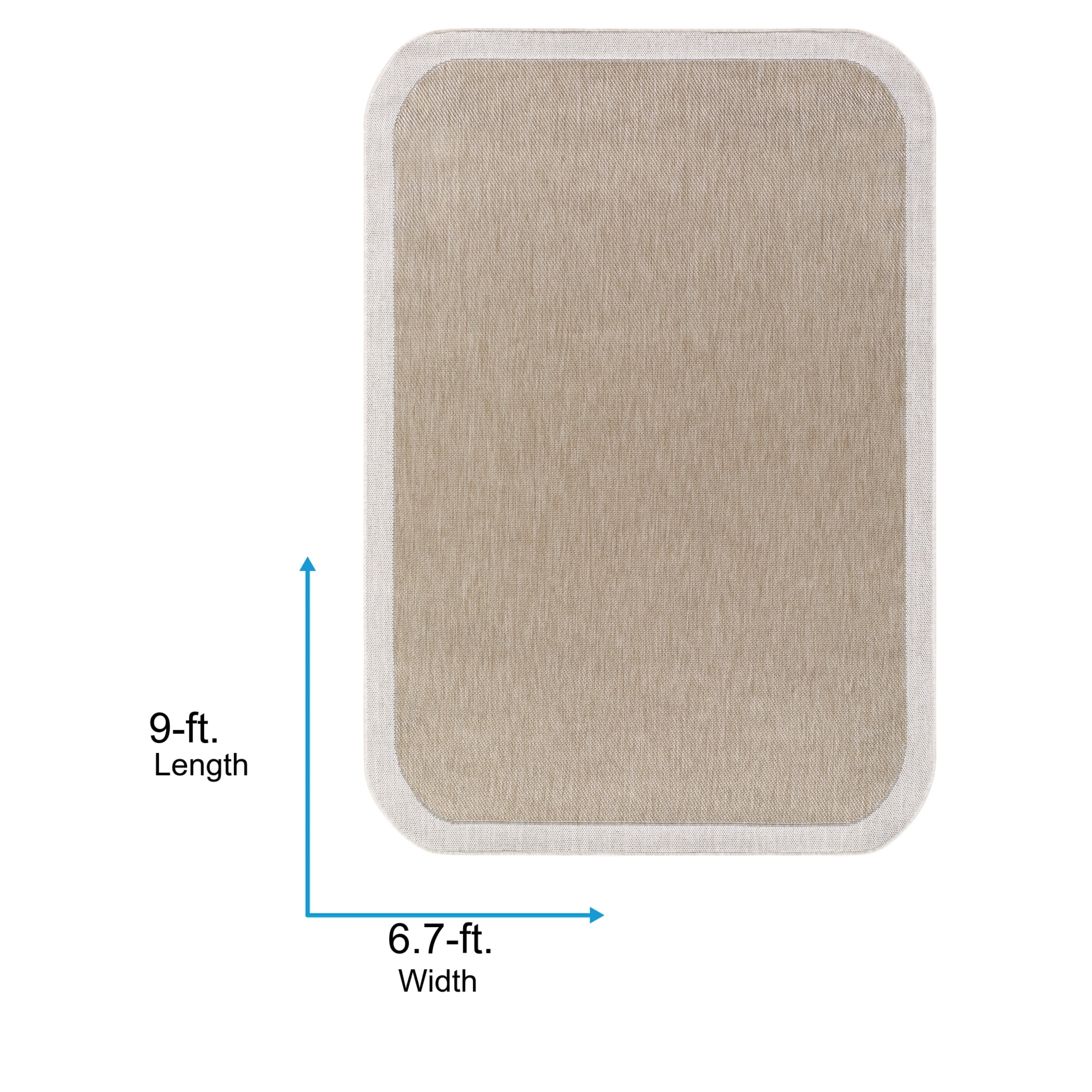 Livabliss Outdoor Rugs, 7x9 Miami Beach Traditional Tan Area Rug for Patio, Porch, Deck, Backyard, Waterproof Indoor Outdoor Carpet (6'7" x 9')