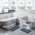 thumbnail image 5 of Blue Brown Grey Bath Mat 3 Piece Bathroom Rug Set, Vintage Stripe Farmhouse Wood Grain Non Slip Bath Rug Contour Mat and Toilet Lid Cover, Absorbent Shower Mats Soft Bath Rugs and Mats Sets, 5 of 8