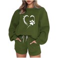 thumbnail image 1 of Puntoco Conjunto De Sudadera Con Pantalón Y top De Cuello Redondo De Manga Larga Informal Estampado Para Mujer Verde Militar Xl, 1 of 3