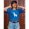 thumbnail image 2 of Tee Bangers Womens Graphic Tee - Llama Meow Graphic Design - Regular Fit 100% Cotton, 2 of 4