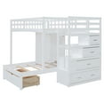 thumbnail image 6 of Harper & Bright Designs Full Over Twin Size Bunk Bed with Wardrobe and Storage Stairs, Wooden L-Shaped Bunkbed with Drawers & Closet for Kids Teens Adults Bedroom, White, 6 of 15