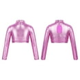 thumbnail image 7 of iiniim Kids Girls Long Sleeve Turtleneck Glossy Metallic Sports Dance Crop Tops Tight Shirt Dancewear, 7 of 7