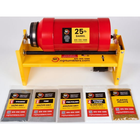 25lb Large Base Rotary Rock Tumbler w Grit Kit MJR TUMBLERS Winner Best High End Unit 2019, 20 & 2021