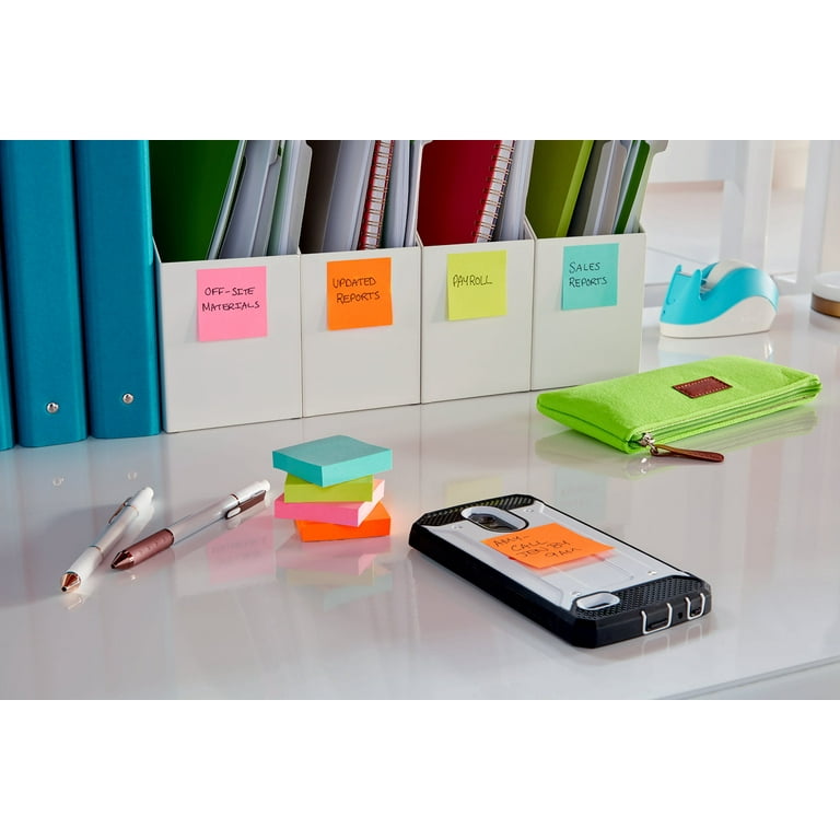  Post-it Super Sticky Lined Notes, 5 Sticky Note Pads, 4 x 6  in., Ideal for Organization in Your Dorm, Home or Office, Supernova Neons  Collection : Office Products