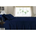 thumbnail image 2 of Bed Sheet Set 4 Piece - 100% Premium Bamboo, Breatheable & Cotton Sheet Sets 15" Deep Pocket, Ultra Soft Pure Organic Bedding Sets for Home - Navy Blue Stripe, Olympic Queen Size., 2 of 5