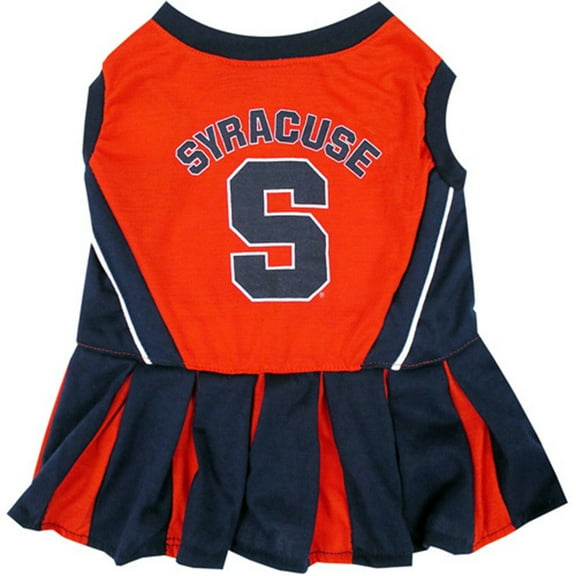 Pets First College Syracuse Orange Cheerleader, 3 Sizes Pet Dress Available. Licensed Dog Outfit