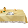 thumbnail image 2 of Dustproof outdoor tablecloths with fringes, crease free cotton linen tablecloths for parties, buffets-Waffle pink and white [long table]-90*90, 2 of 6